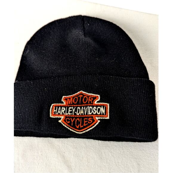 Harley Davidson Embroidered Logo Beanie clean Adult medium measured unstretched - Picture 1 of 5